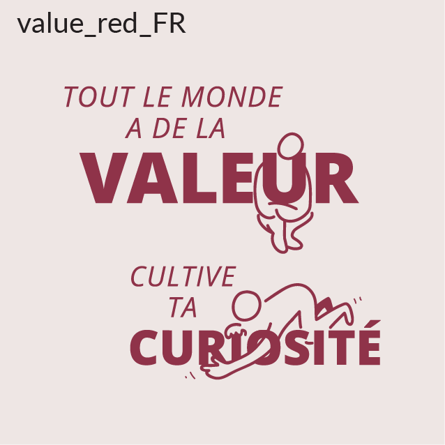 Tout le monde a de la valeur. Cultive to curiosité, exemple de message HUM